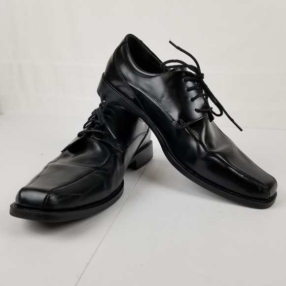Stacy Adam\'s black leather bike toe lace u…